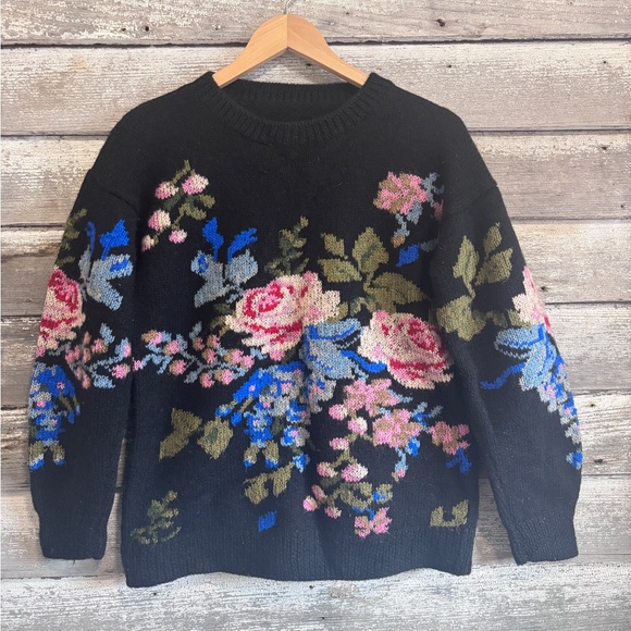 Vintage knit floral sweater, size M (no tags) - Picture 2 of 3